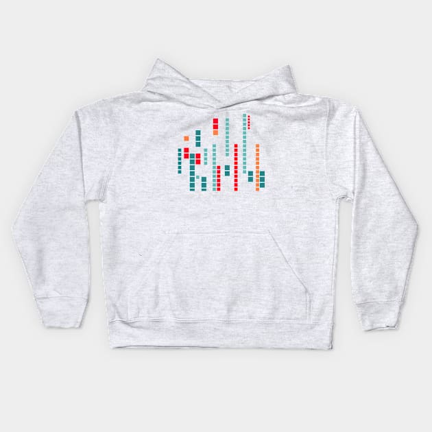 Blue red Geometric Pixel pattern Kids Hoodie by soycarola